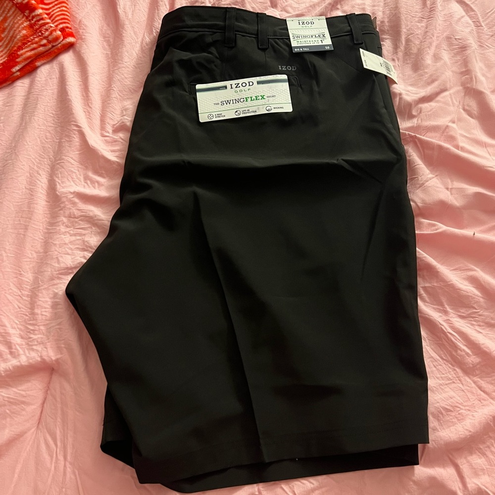 Black izod swing flex golf shorts big and tall